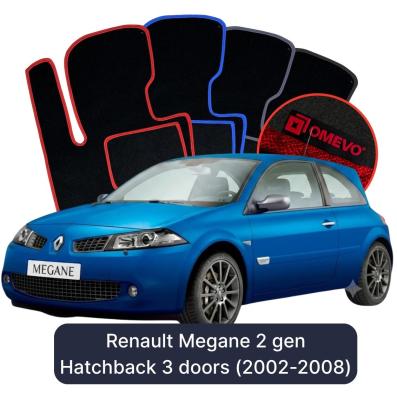 Velour car mats OMEVO for Renault Megane 2 gen Hatchback 3 doors (2002-2008)