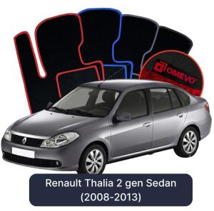 OMEVO Velour Car Mats for Renault Thalia 2 gen Sedan (2008-2013)