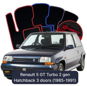 OMEVO Velour Car Mats for Renault 5 GT Turbo 2 gen Hatchback 3-door (1985–1991)