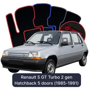 OMEVO Velour Car Mats for Renault 5 GT Turbo 2 gen Hatchback 5-door (1985–1991)