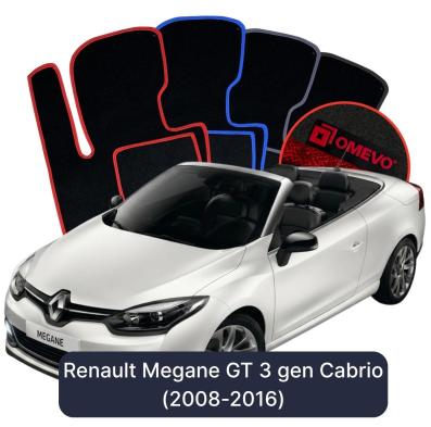 Velour car mats OMEVO for Renault Megane GT 3 gen Cabrio (2008-2016)