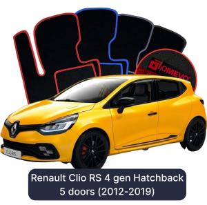 OMEVO Velour Car Mats for Renault Clio RS 4 gen Hatchback 5-door (2012-2019)