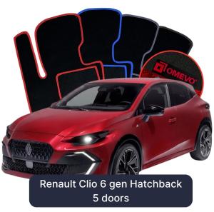 OMEVO Velour Car Mats for Renault Clio 6 gen Hatchback 5 doors (2025-2026)