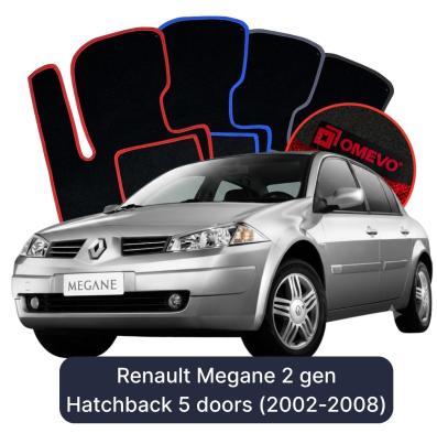 Velour car mats OMEVO for Renault Megane 2 gen Hatchback 5 doors (2002-2008)