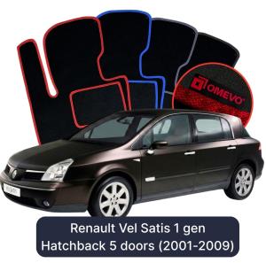 OMEVO Velour Car Mats for Renault Vel Satis 1 gen Hatchback 5-door (2001–2009)