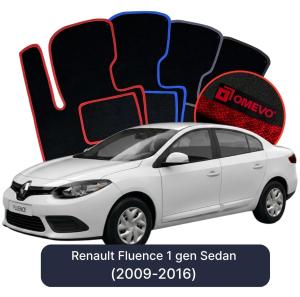 OMEVO Velour Car Mats for Renault Fluence 1 gen Sedan (2009-2016)