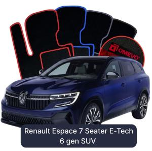 OMEVO Velour Car Mats for Renault Espace 7-seater E-Tech 6 gen SUV (2023–2025)