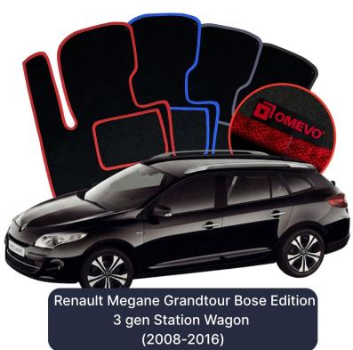 Velour car mats OMEVO for Renault Megane Grandtour Bose Edition 3 gen Station Wagon (2008-2016)