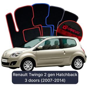 OMEVO Velour Car Mats for Renault Twingo 2 gen Hatchback (2007-2014)