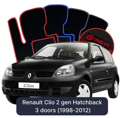 Velour car mats OMEVO for Renault Clio 2 gen Hatchback 3 doors (1998-2012)