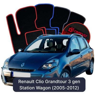Velour car mats OMEVO for Renault Clio Grandtour 3 gen Station Wagon (2005-2012)
