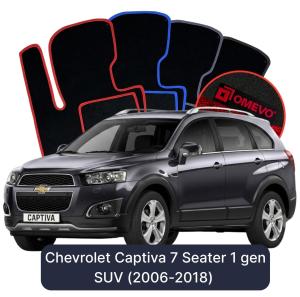 OMEVO Velour Car Mats for Chevrolet Captiva 7 Seater 1 gen SUV (2006-2018)