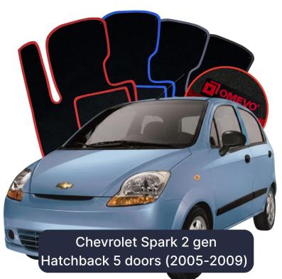 Velour car mats OMEVO for Chevrolet Spark 2 gen Hatchback 5 doors (2005-2009)