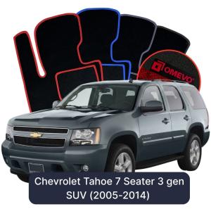 OMEVO Velour Car Mats for Chevrolet Tahoe 7-seater 3 gen SUV (2005-2014)