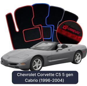 OMEVO Velour Car Mats for Chevrolet Corvette C5 5 gen Cabrio (1996-2004)