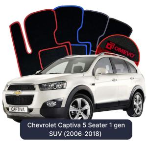 OMEVO Velour Car Mats for Chevrolet Captiva 5 Seater 1 gen SUV (2006-2018)