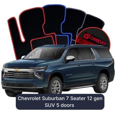 Velour car mats OMEVO for Chevrolet Suburban 7-seater 12 gen SUV 5-door (2020-2025)
