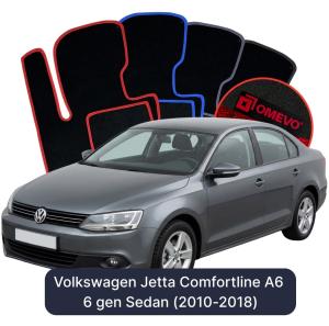 OMEVO Velour Car Mats for Volkswagen Jetta Comfortline A6 6 gen Sedan (2010-2018)