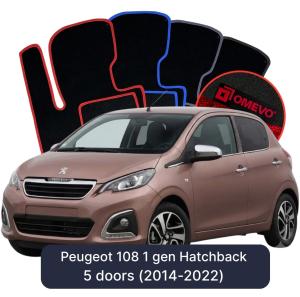 OMEVO Velour Car Mats for Peugeot 108 1 gen Hatchback 5 doors (2014-2022)