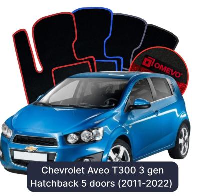 Velour car mats OMEVO for Chevrolet Aveo T300 3 gen Hatchback 5 doors (2011-2022)