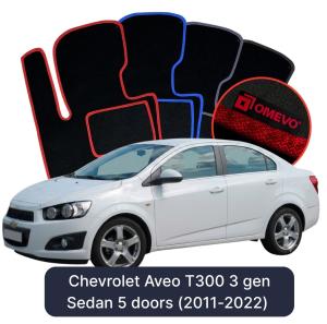 OMEVO Velour Car Mats for Chevrolet Aveo T300 3 gen Sedan 5 doors (2011-2022)
