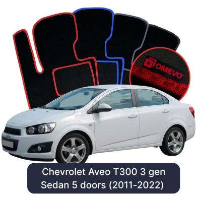 Velour car mats OMEVO for Chevrolet Aveo T300 3 gen Sedan 5 doors (2011-2022)