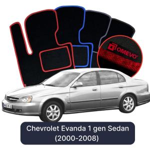 OMEVO Velour Car Mats for Chevrolet Evanda 1 gen Sedan (2000-2008)