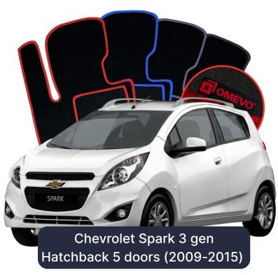 Velour car mats OMEVO for Chevrolet Spark 3 gen Hatchback 5 doors (2009-2015)