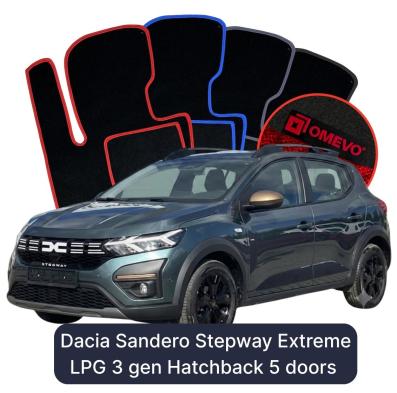 Velour car mats OMEVO for Dacia Sandero Stepway Extreme LPG 3 gen Hatchback 5 doors (2020-2026)