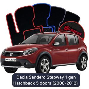 OMEVO Velour Car Mats for Dacia Sandero Stepway 1 gen Hatchback 5 doors (2008-2012)