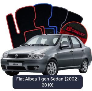 OMEVO Velour Car Mats for Fiat Albea 1 gen Sedan (2002-2010)