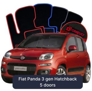 OMEVO Velour Car Mats for Fiat Panda 3 gen Hatchback 5 doors (2011-2025)