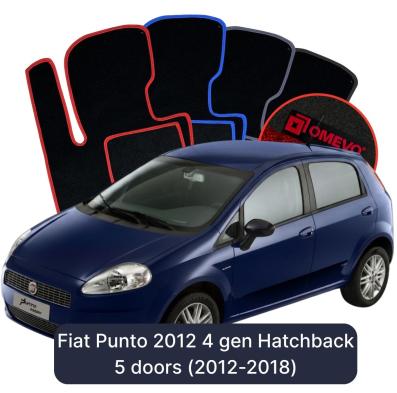 Velour car mats OMEVO for Fiat Punto 2012 4 gen Hatchback 5 door (2012-2018)
