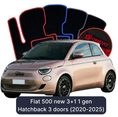 Velour car mats OMEVO for Fiat 500 new 3+1 1 gen Hatchback 3 doors (2020-2025)