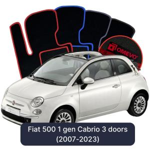 OMEVO Velour Car Mats for Fiat 500 1 gen Cabrio 3 doors (2007-2023)
