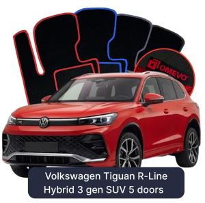 OMEVO Velour Car Mats for Volkswagen Tiguan R-Line Hybrid 3 gen SUV 5 doors (2023-2026)