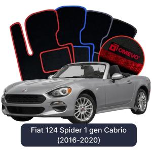 OMEVO Velour Car Mats for Fiat 124 Spider 1 gen Cabrio (2016-2020)