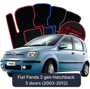 OMEVO Velour Car Mats for Fiat Panda 2 gen Hatchback 5 doors (2003-2012)