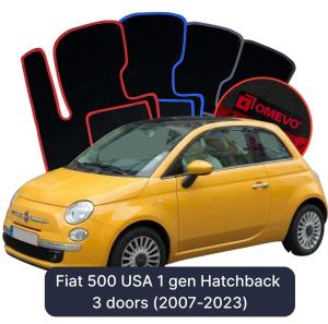 OMEVO Velour Car Mats for Fiat 500 USA 1 gen Hatchback 3 doors (2007-2023)