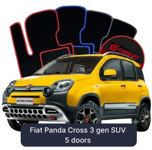 OMEVO Velour Car Mats for Fiat Panda Cross 3 gen SUV 5 doors (2012-2025)