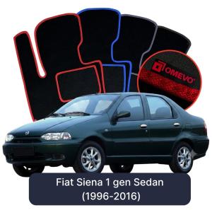 OMEVO Velour Car Mats for Fiat Siena 1 gen Sedan (1996-2016)