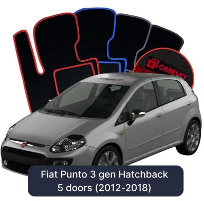 Velour car mats OMEVO for Fiat Punto 3rd gen Hatchback 5 doors (2012-2018)