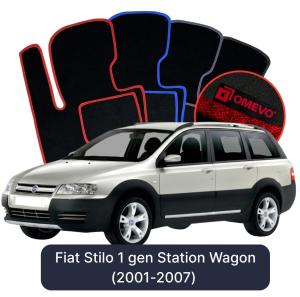 OMEVO Velour Car Mats for Fiat Stilo 1 gen Station Wagon (2001-2007)