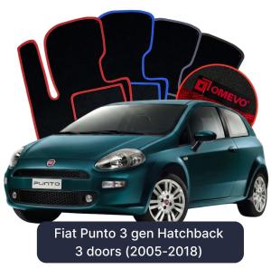 OMEVO Velour Car Mats for Fiat Punto 3 gen Hatchback 3 doors (2005-2018)