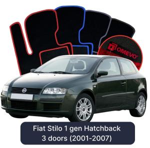 OMEVO Velour Car Mats for Fiat Stilo 1 gen Hatchback 3 doors (2001-2007)