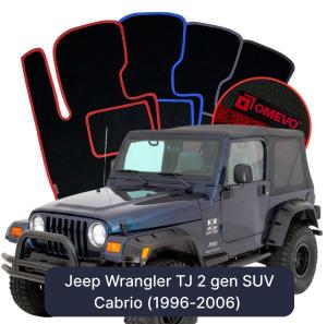 OMEVO Velour Car Mats for Jeep Wrangler TJ 2 gen CabrioCabrio SUVSUV (1996-2006)