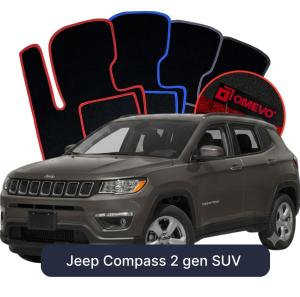 OMEVO Velour Car Mats for Jeep Compass 2 gen SUV (2016-2026)