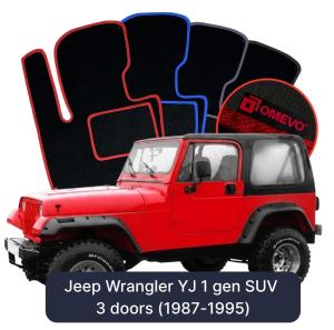 OMEVO Velour Car Mats for Jeep Wrangler YJ 1 gen SUV 3 doors (1987-1995)