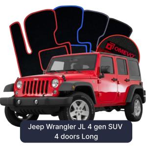 OMEVO Velour Car Mats for Jeep Wrangler JL 4 gen SUV 4 doors Long (2017-2025)
