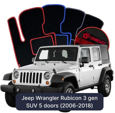 Velour car mats OMEVO for Jeep Wrangler Rubicon 3 gen SUV 5 door (2006-2018)